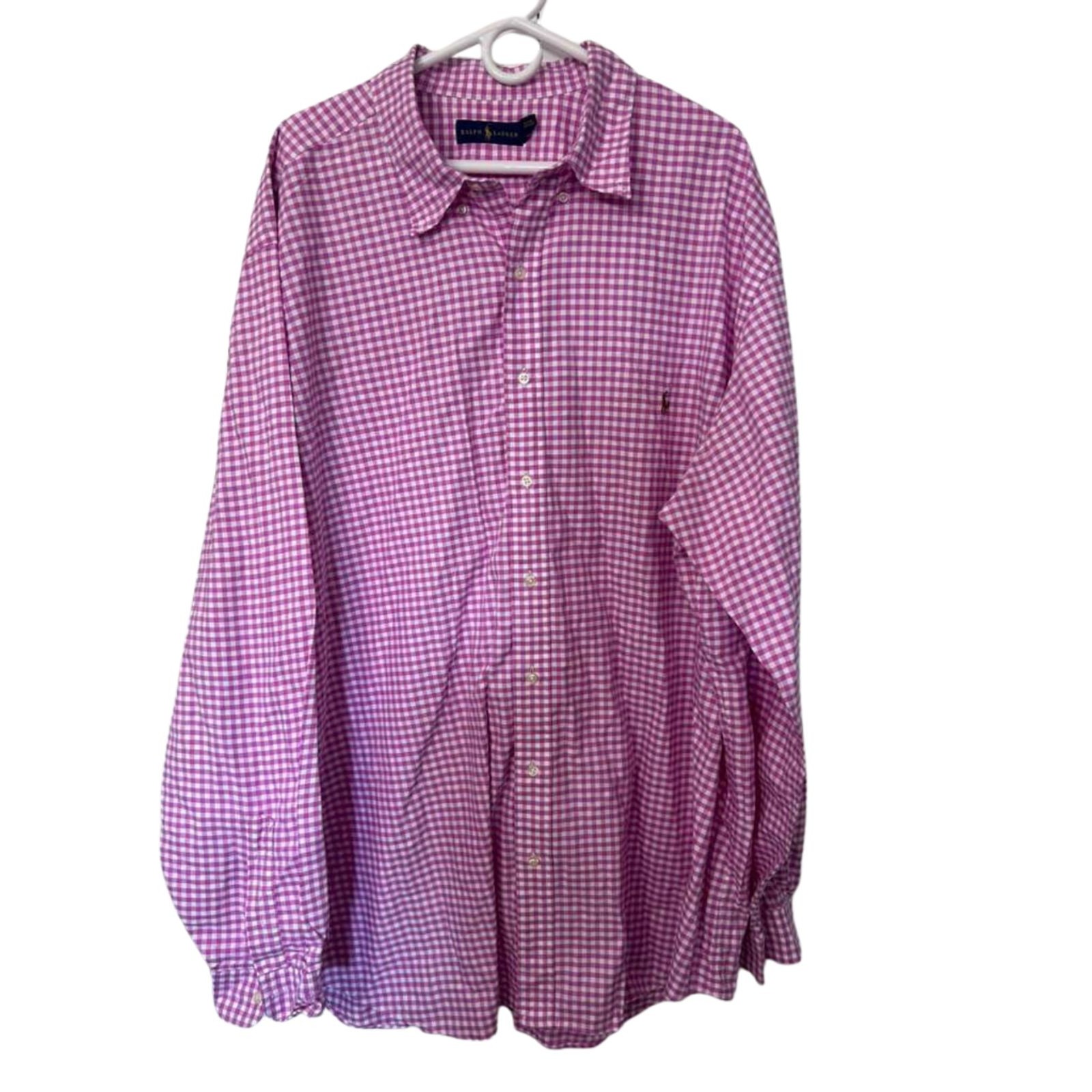 Ralph Lauren Button Down Shirt Mens 3xlt Pink Gingham Checkered Long Sleeve